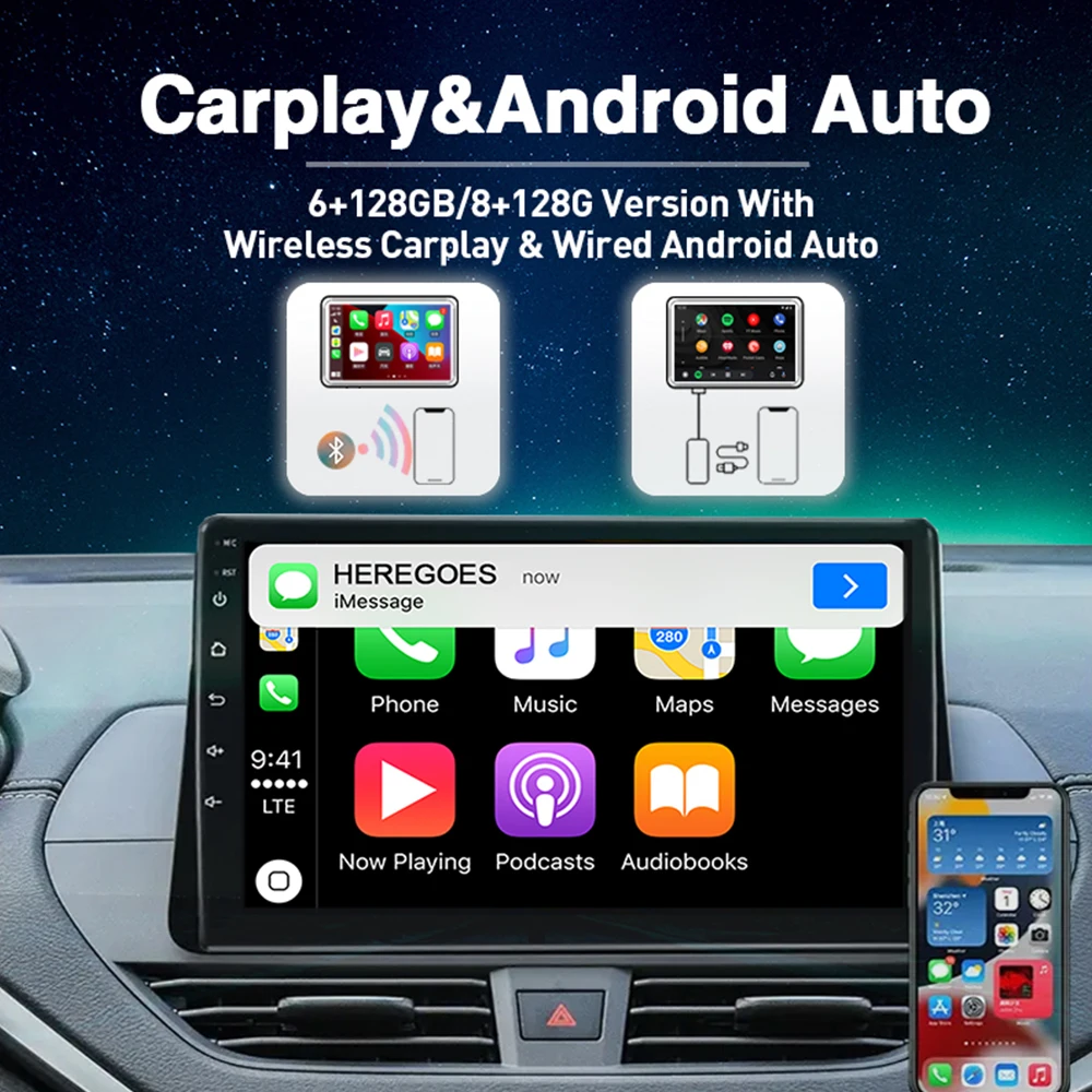Автомагнитола Carplay 9 с DSP на Android 11.0, 8 ГБ + 128 ГБ, с DVD-плеером, 4G LTE и навигацией GPS для Toyota Prado 120 2003-2009.