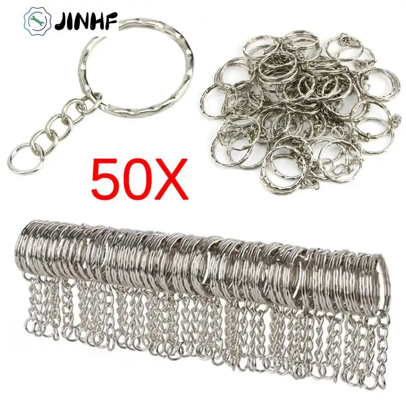 

50pcs Metal DIY Jewelry 25mm Open Jump Ring making Split Keychain Ring Parts Key Chains With