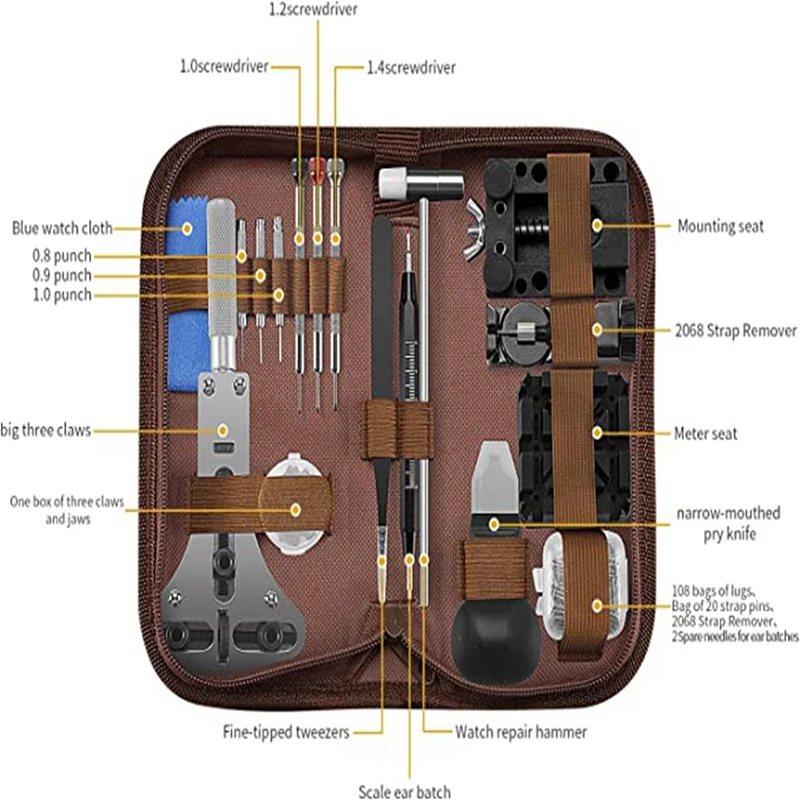 Watch Repair Kit Watch Link & Back Removal Tool, Spring Bar Tool With Carrying Case