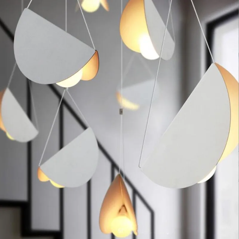 Metal Origami Pendant Lamp Flying Folded Paper Art Iron Suspension Light Cafe Dinning Room Restaurant Hotel Bar Hanging Lighting