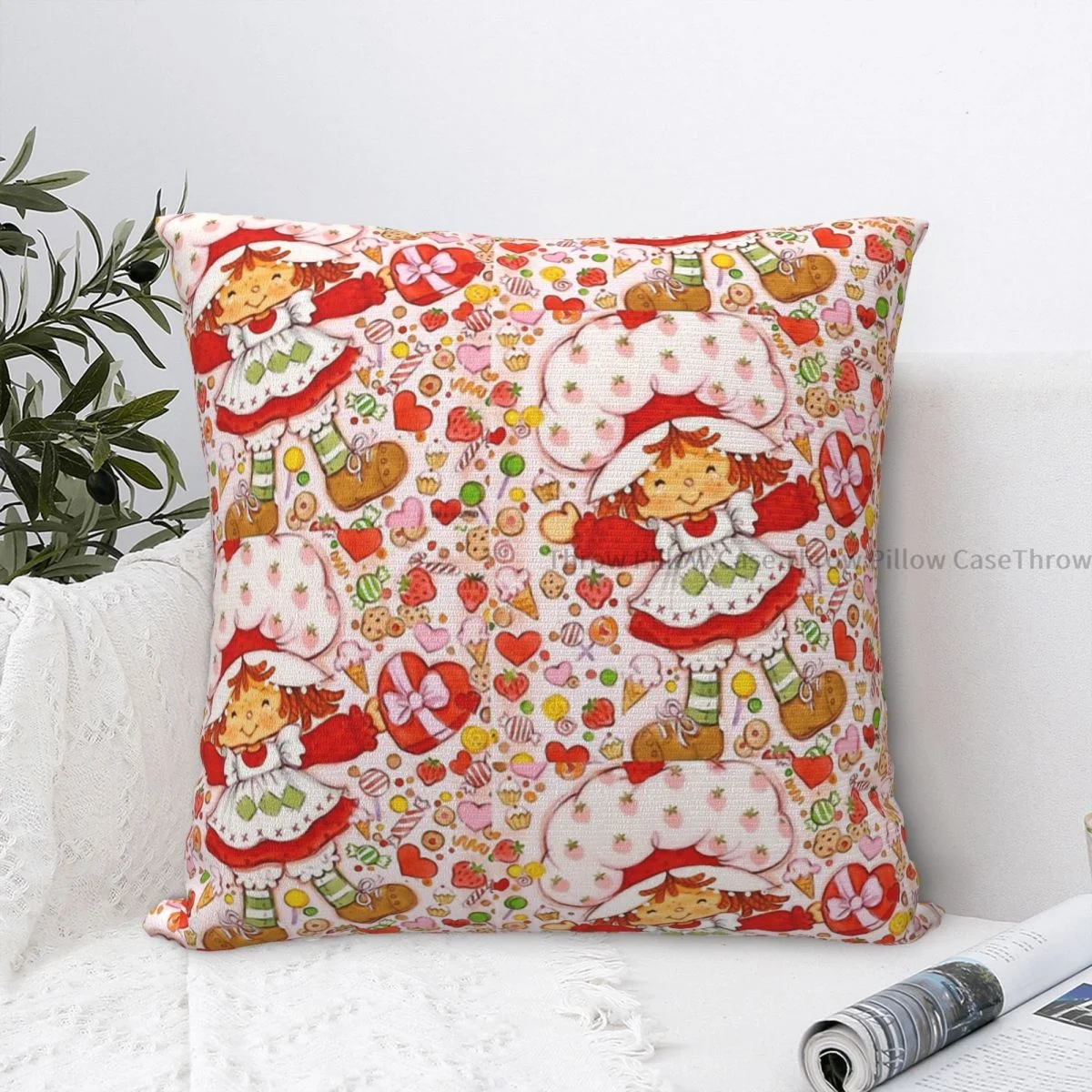 

Candy Cojines Throw Pillow Case Strawberry Shortcake Cushion Home Sofa Chair Print Decorative Coussin