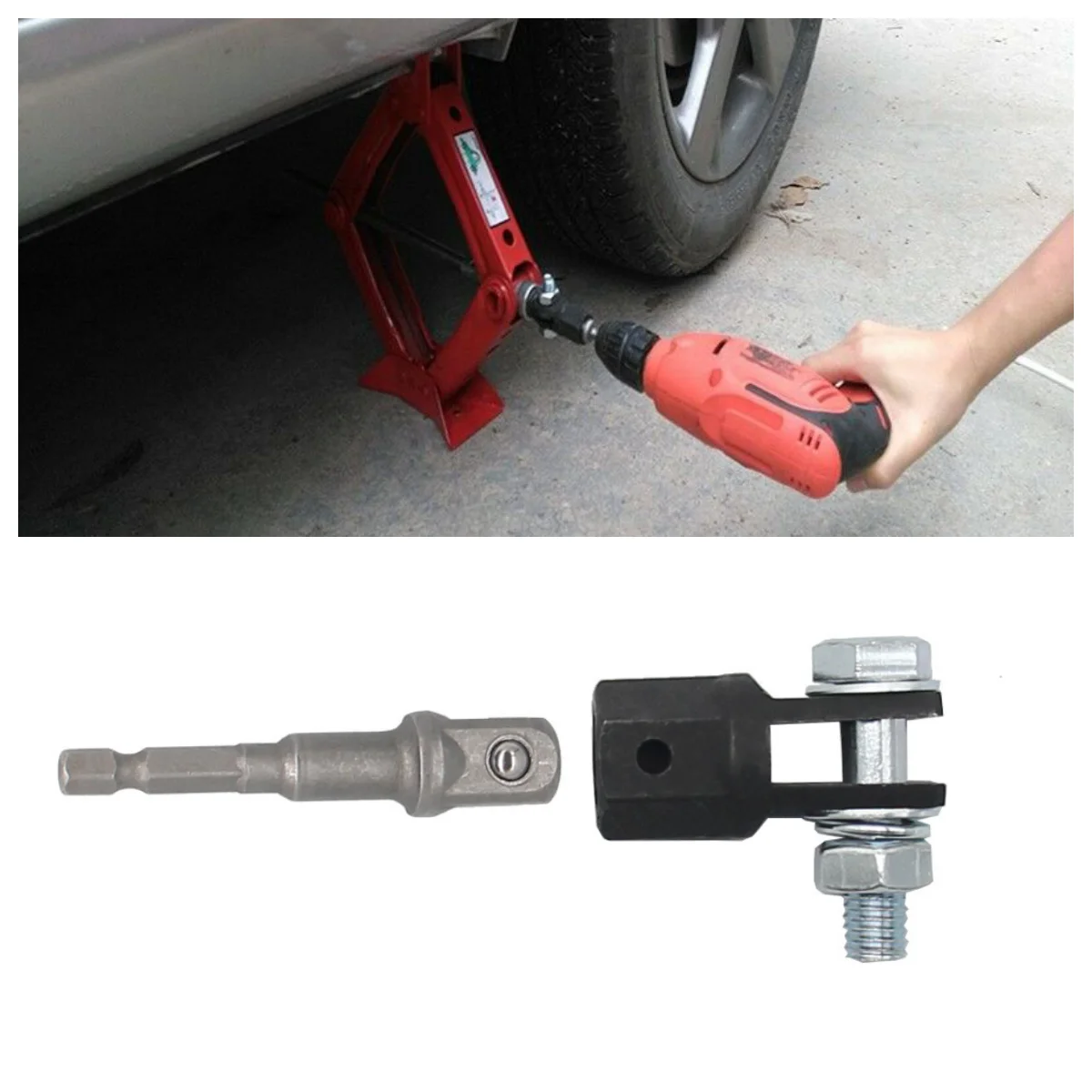 1/2 Inch Scissor Jack Adapter Chrome Vanadium Steel Ball Joint Rod Car Trestle Jacks Drive Impact Wrench Tool Car Accessories