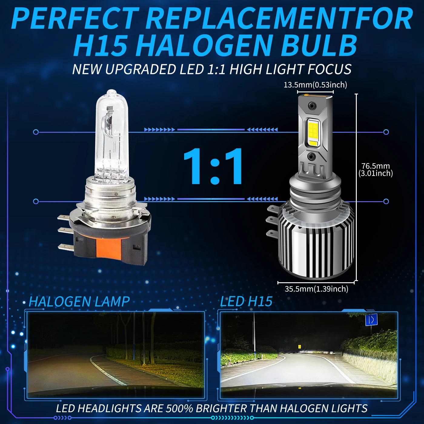 H15 Светодиодная фара для гольфа Big Light CANBUS 6500K 200 Вт 90000LM Автоматическая лампа Турбо