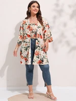 finjani floral print shirred frill trim tube top coat plus size womens summer suit set