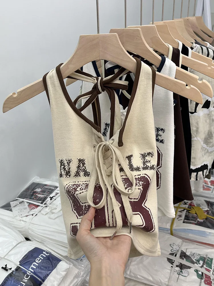 

Women's Summer Graphic Print Vest Top Y2k Sexy Sleeveless Crop Top Women Camisole Aesthetic Punk Grunge Funny T-shirt Tank Top