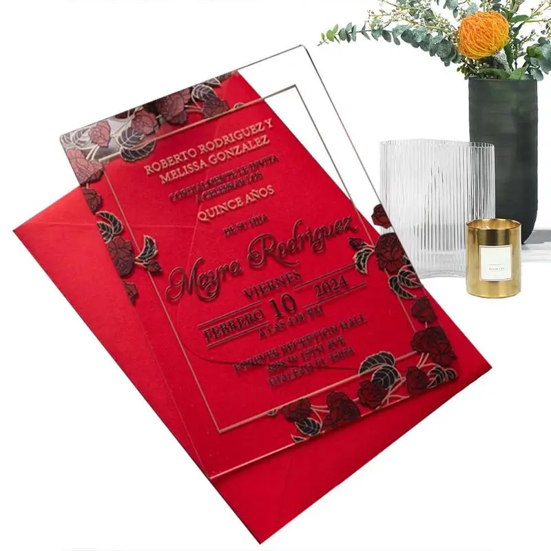 

Transparent Acrylic Wedding Invitations Square Acrylic Wedding Invitation Cards Christmas Day Gifts Card Invitation Luxury