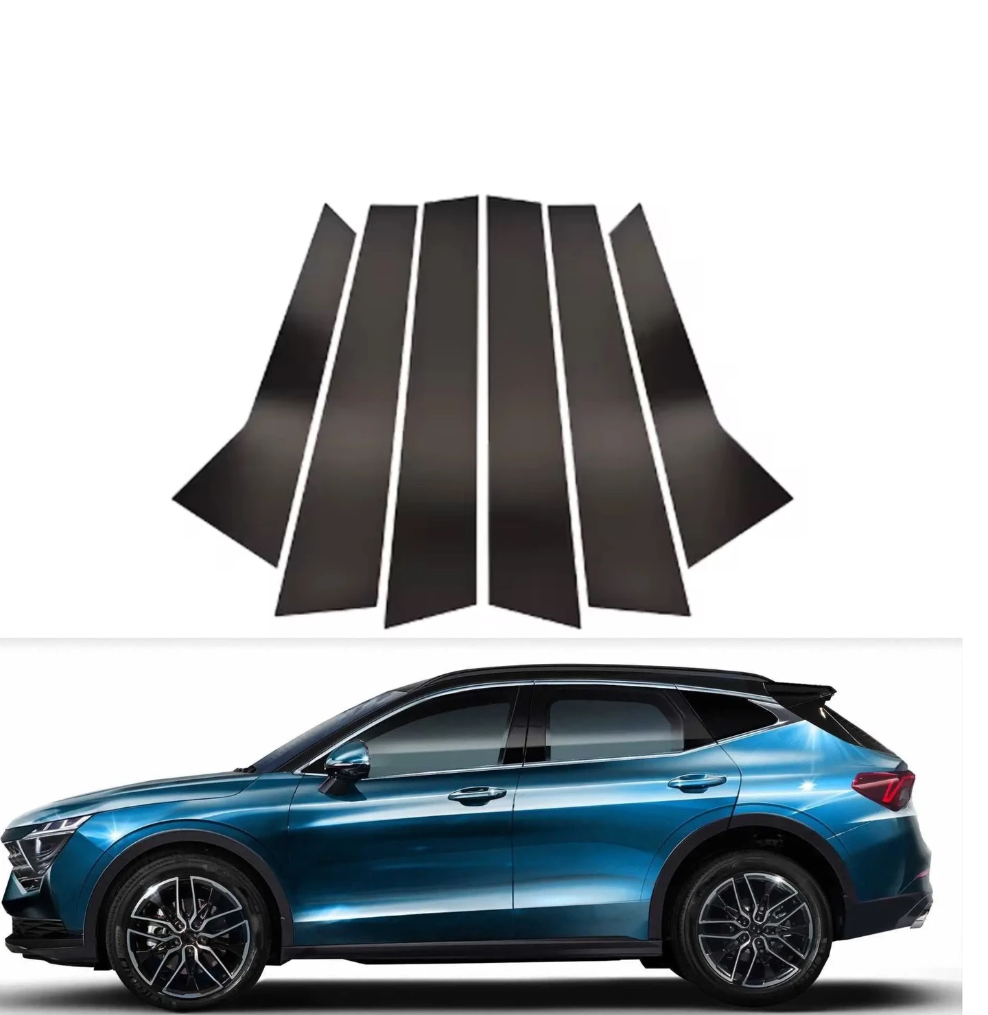 Глянцевые черные стойки 6 шт. подходят для KIA Sportage NQ5 LWB 2022 2023 2024 2025 BC наклейка на