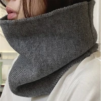designer brand knitted neck warmer gaiter for women windproof circle loop scarf thicken neckerchief female solid neck scarves