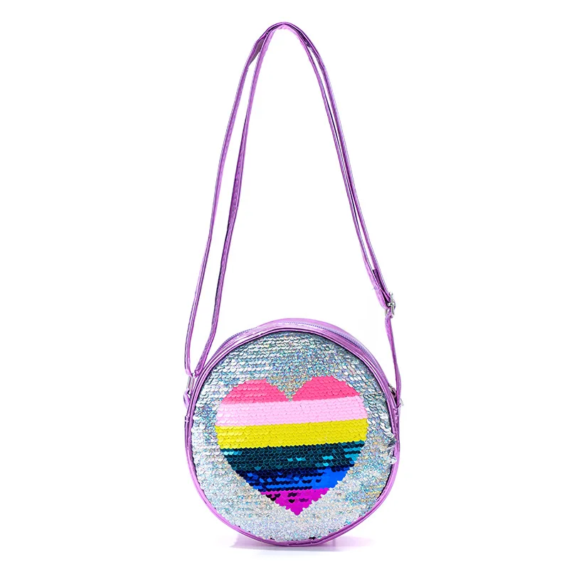 Цветные блестки Love Kids круглые сумки через плечо милая студенческая сумка с