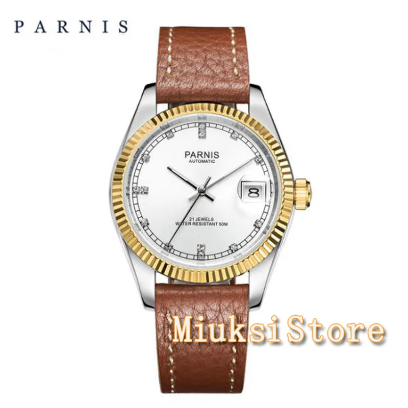 Мужские автоматические часы Parnis 36 мм 21 ювелирный сапфировое стекло Miyota 821A