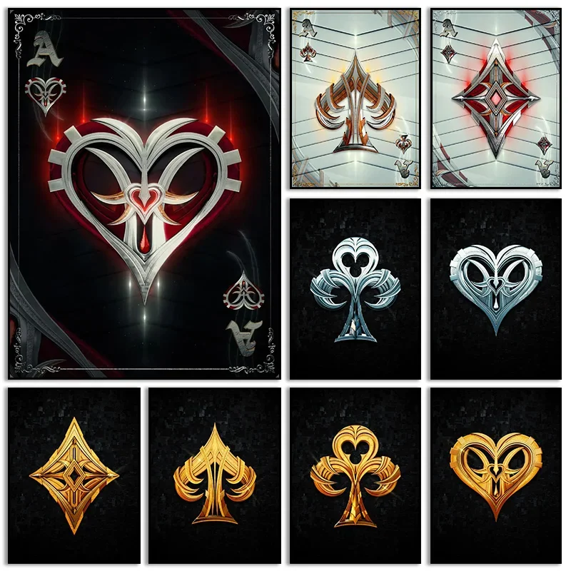 Абстрактный Крутой Дизайн Покерных Карт Ace Of Spades Heart Diamond Clover Artwork HD Canvas Print