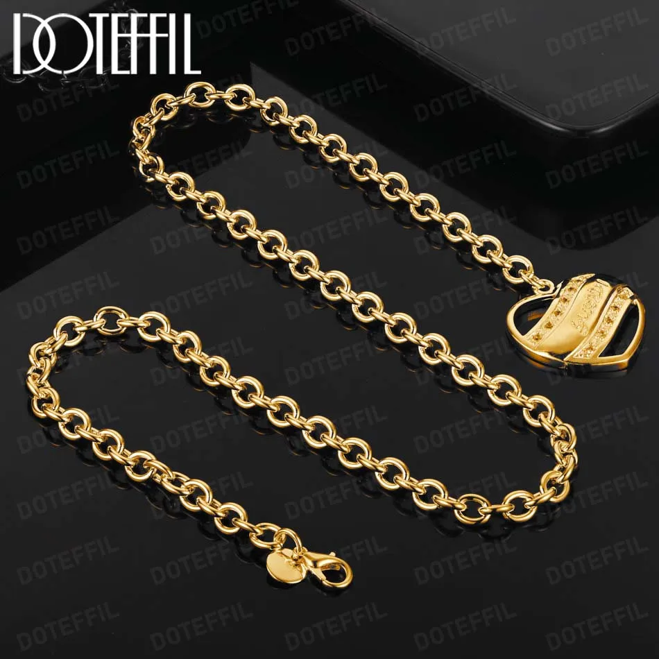 Ожерелье DOTEFFIL из 18-каратного золота с кулоном в виде сердца циркония класса ААА