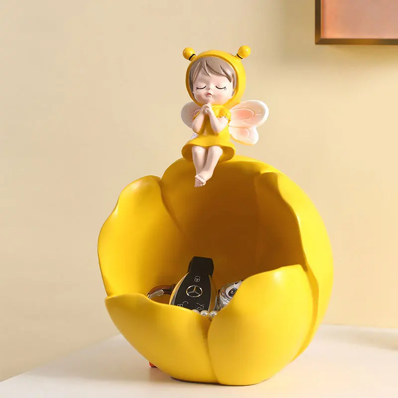 

Flower Elf Resin Storage Handicrafts Living Room Entrance Room Decoration Ornament Key Storage Send Friends New Home Gifts