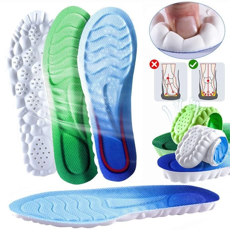 Latex Sport Insoles Soft High Elasticity Shoe Pads Breathable Deodorant Shock Absorption Cushion Arch Support Insole Men Women