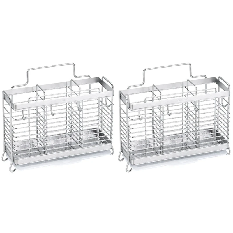 

2X Kitchen Hanging Stainless Steel Chopsticks Spoons Fork Cutlery Holder Organizer Rack Drainer Storage