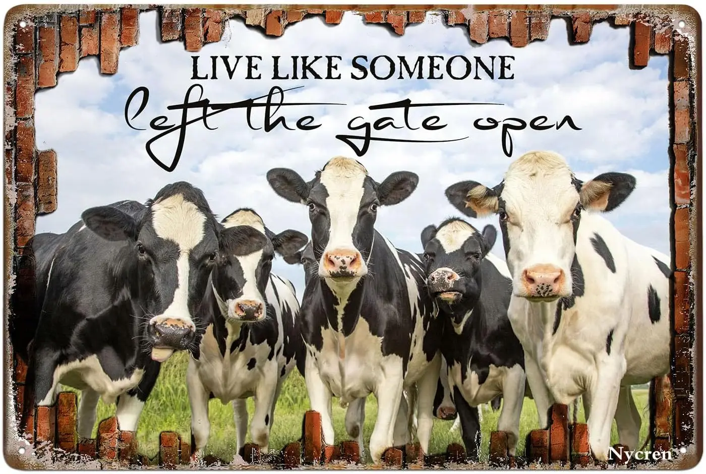 Корова Metl Sgn Lve Lke meone Left The Gte Open Rustc Decorton Vntge Home Ktchen Спальня Frmhouse Rnch Br Frm Cfe Wll Decor Ret