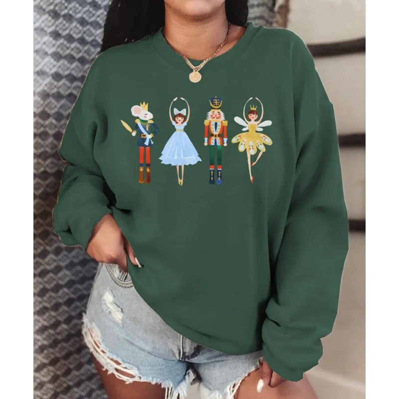 Женская рождественская спортивная одежда Щелкунчик с волшебным узором и круглым