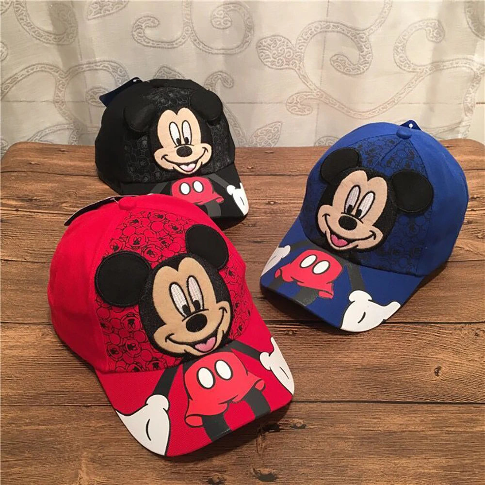 

cute cartoon mickey mouse red blue black half mesh summer baseball cap boy girl cute decoration hat decoration