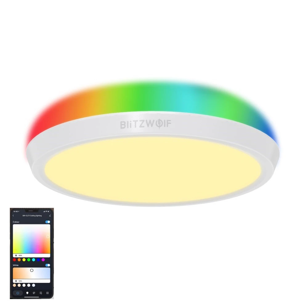 

LED Smart Ceiling Light with Main Light RGB Light 2700-6500K Adjustable Temperature APP Remote Control Optional DIY Scene Mode