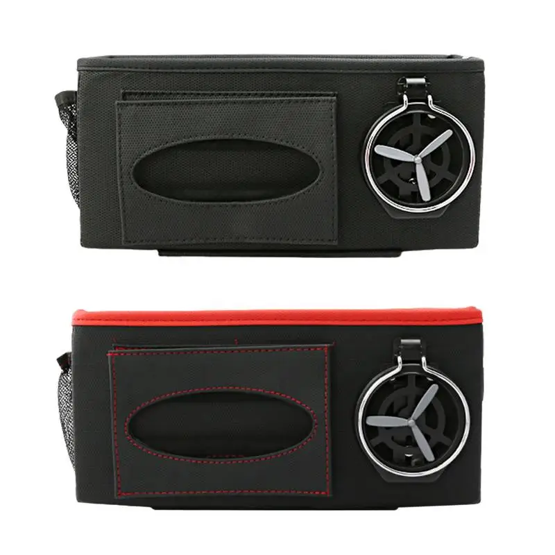 

Car Seat Back Organizer Headrest Storage PU Leather Holder Anti-Deform Triple Seal Vehicle Interior Accessories With Buckle Car