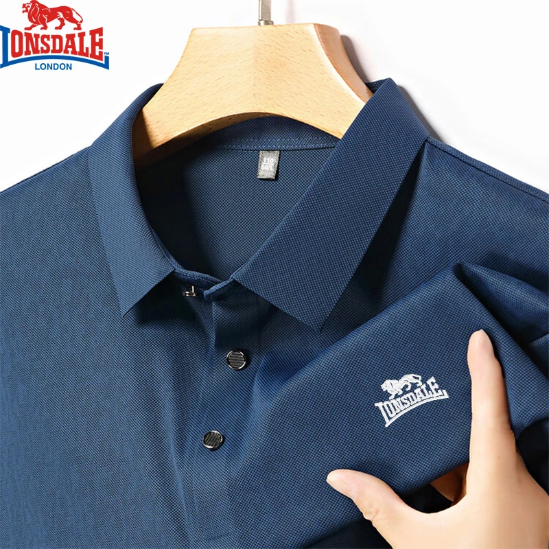 Новинка Летняя шелковая рубашка-поло с вышивкой LONSDALE мужская деловая