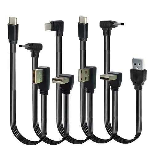 USB-C Typ C Männlich Links리 Uganda UP Down Abgewinkelt 90 °   zu USB 2,0 Männlichen Daten Kabel USB Typ-c Flache Kabel 0,1 м/0,2 м