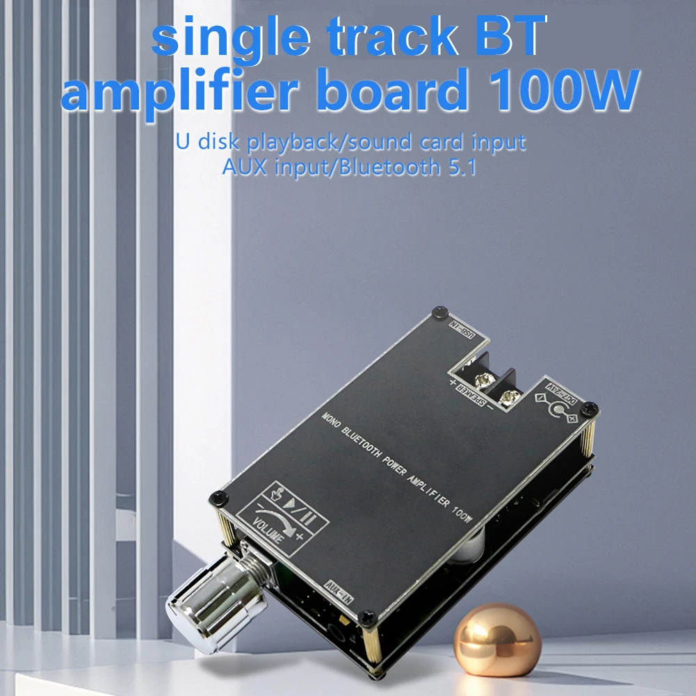 Цифровой усилитель мощности ZK-1001B Mono 100 Вт плата Bluetooth-совместимая с 5 1 AUX TPA3116D2 BT