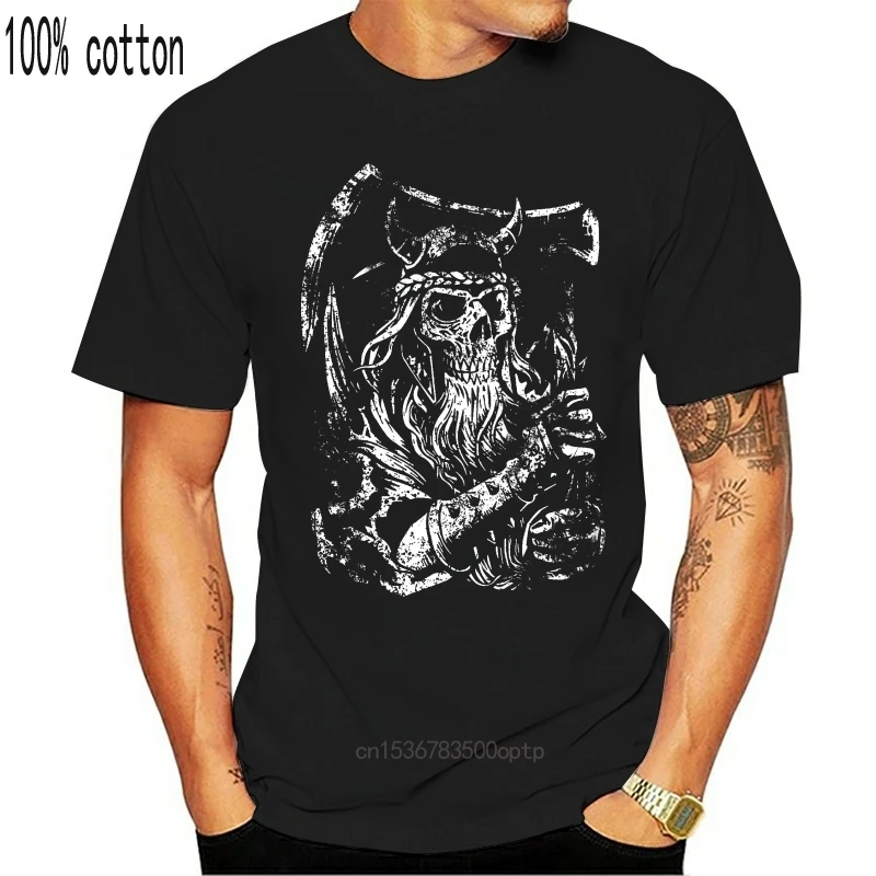 Мужская летняя футболка с коротким рукавом и принтом черепа викингов III |