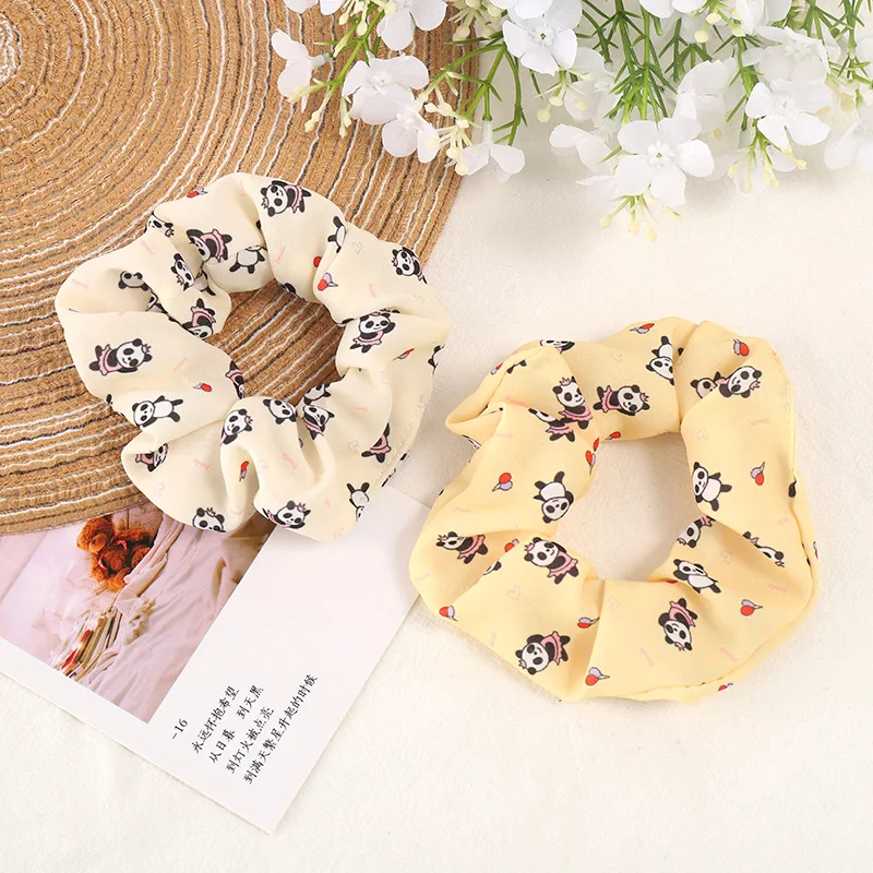 Оптовая продажа дешевые шифоновые эластичные резинки для волос с принтом панды