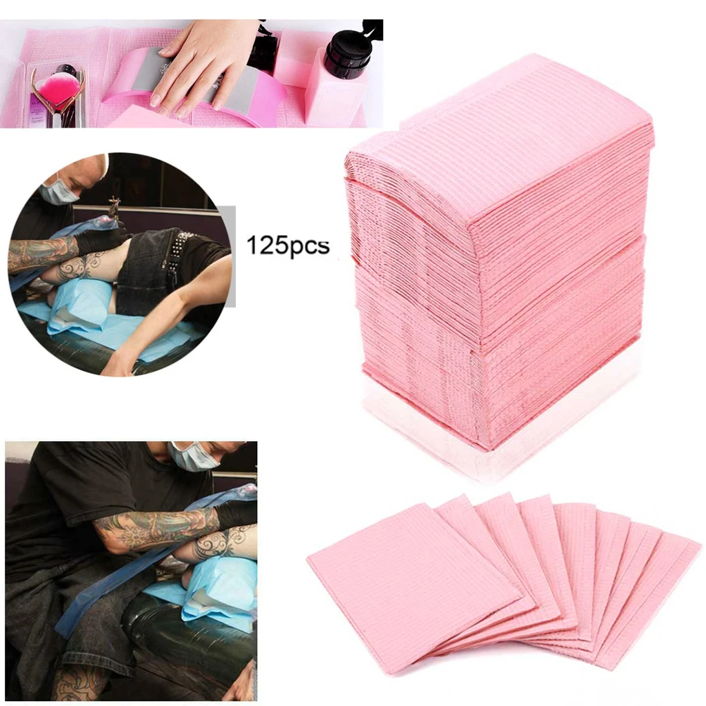 125pcs Nail Art Paper Table Mat Pad Waterproof Tattoo Piercing Patient Lash Pillow Microblading Supplies Nail Supplies for Nail