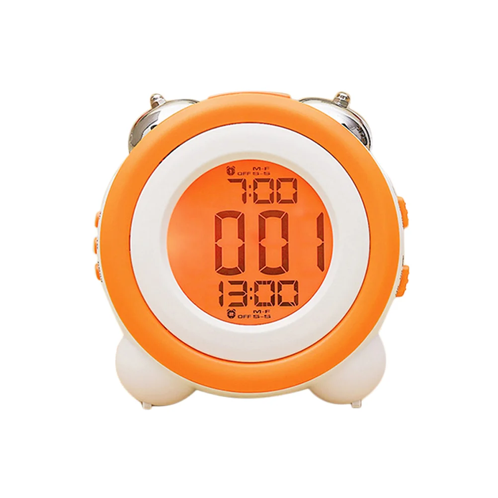 

Electronic Alarm Mute Light Simple Double Bell Clock for Children (Orange)
