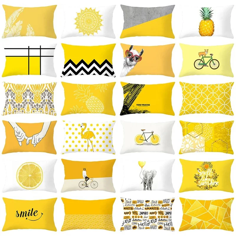 

Yellow Geometric Living Room Bedroom Office Pillowcase Rectangular Cushion Cover Home Decor Pillowcase