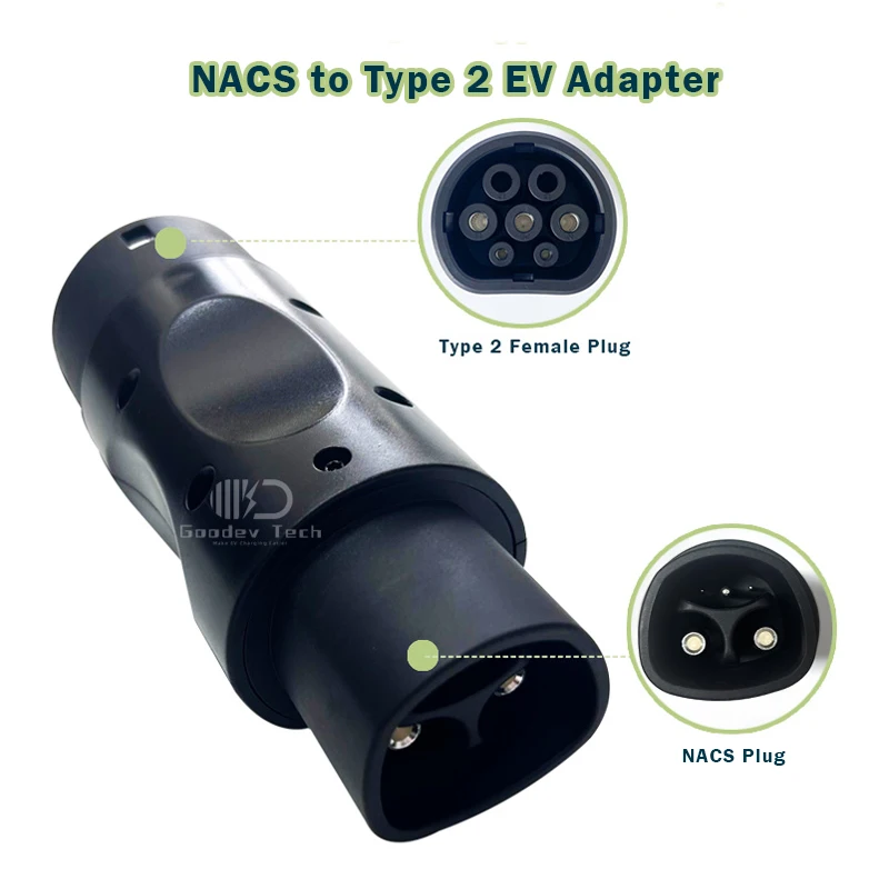 

Адаптер EV 32 А, автомобильный преобразователь NACS на тип 2, адаптер разъема EV Tesla на тип 2, для зарядки европейского автомобиля