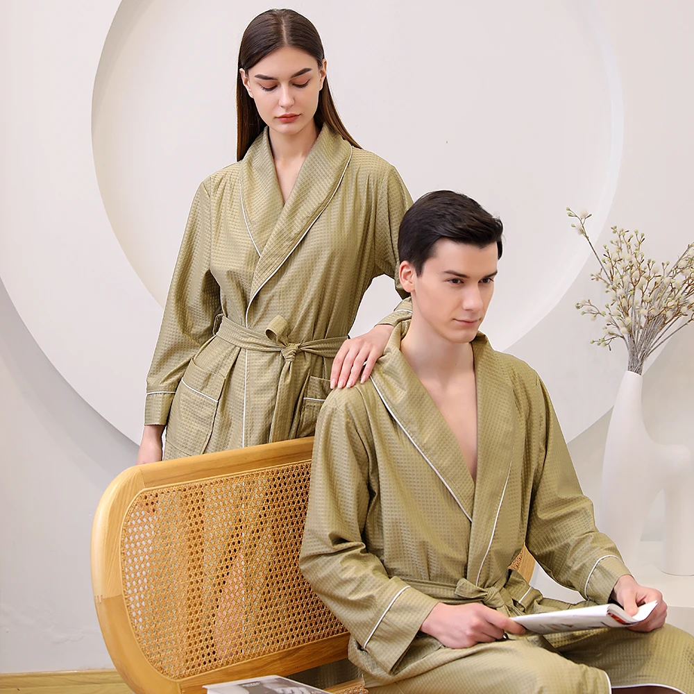 Spring Summer Dresses Robe for Women Solid Waffle Hygroscopic Breathable Bathrobe Female Plus Size 5XL albornoces vetement femme