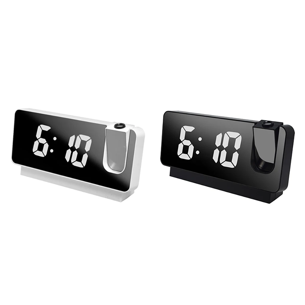 

СВЕТОДИОДНЫЙ цифровой проекционный Будильник USB электронный зеркальный проектор времени Регулируемый прикроватный будильник белые часы