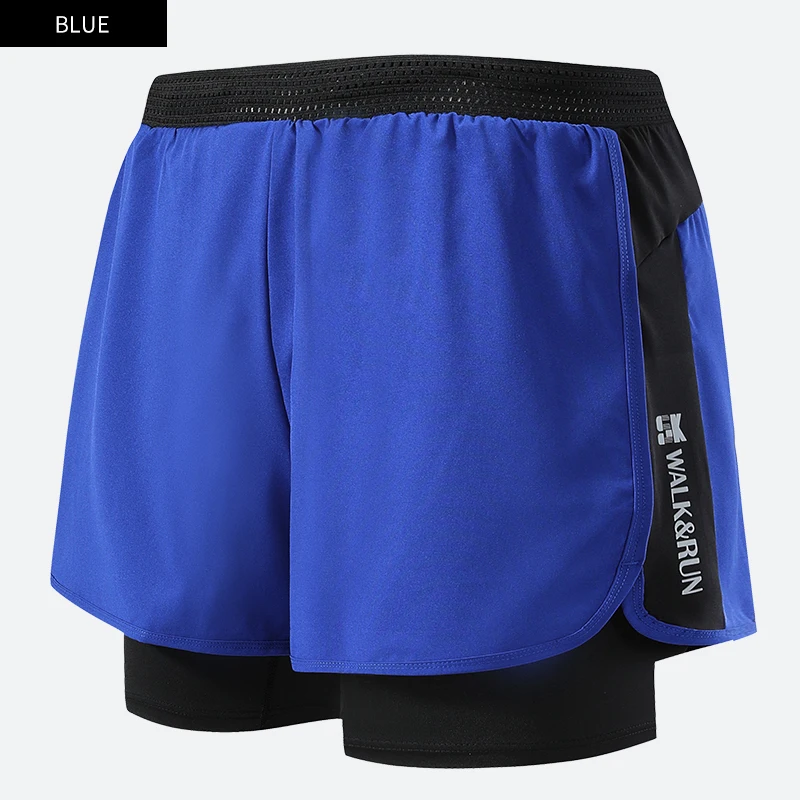 Running Shorts Men Fitness Gym Training Sportswear Double-deck Male Breathable Workout Jogging Cycling Marathon Quick Dry S-4XL