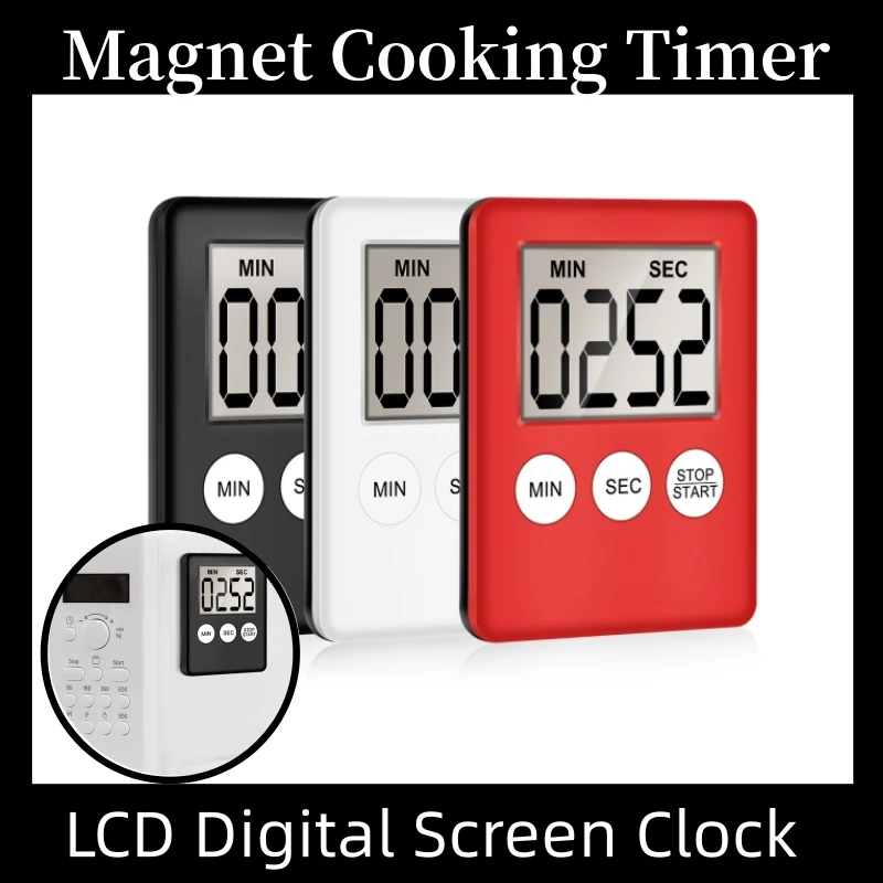 

Магнитный Таймер для приготовления пищи, кухонный таймер обратного отсчета, пластиковые часы с цифровым ЖК-экраном, цифровой кухонный таймер, технические кухонные принадлежности
