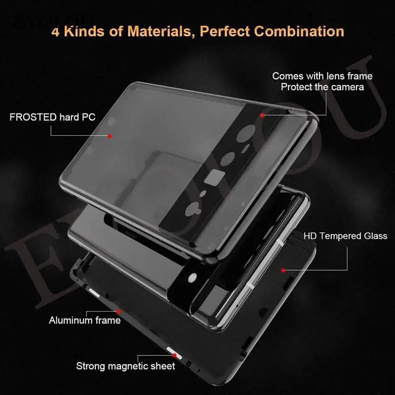 Magnetic Adsorption Case for Google Pixel 6 Pro 360 Full Metal Bumper Tempered Glass Camera Protector Cover For Google Pixel 6