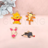 10pcs alloy drip charm classic cartoon anime bear tiger earring pendant diy keychain necklace jewelry accessories earing charms