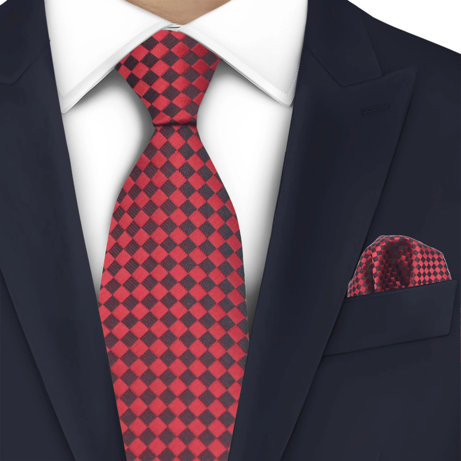 

LYL 5CM Red Black Plaid Elegant Silk Men's Tie Set Classic Striped Fashion Necktie Handkerchief Combo for Business Free Shipping
