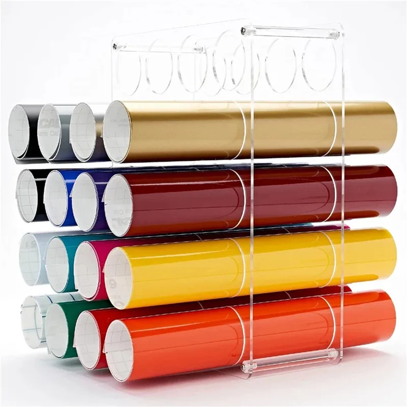 

20-Hole Vinyl Roll Holder Acrylic Vinyl Storage Rack Balanced Vinyl Storage Organizer Rack Detachable Paper Organiser