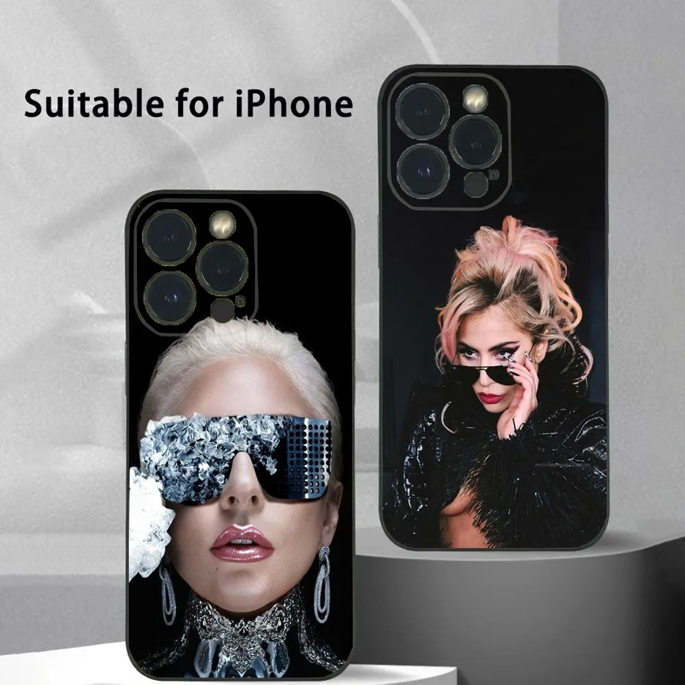 Singer L-Lady Gaga Phone Case For iPhone 16 15 14 13 12 11 Plus Pro Max XS X XR SE Mini 8 7 Soft Silicone Black Cover