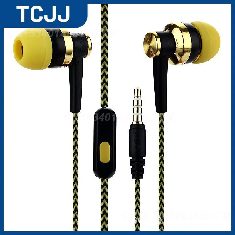 

Мобильный телефон с пшеничной спортивной проволокой, наушники-вкладыши, плетеный проводной шнур, универсальный музыкальный сабвуфер, наушники для iphone, Samsung