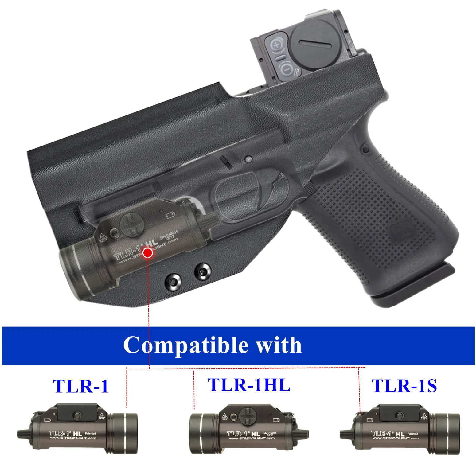 Фото Кобура Kydex IWB для фонаря TLR1 (CZ P10C, 10C, 10F, P10S) с фонариком Streamlight TLR-1 HL для внутренней ношения №3