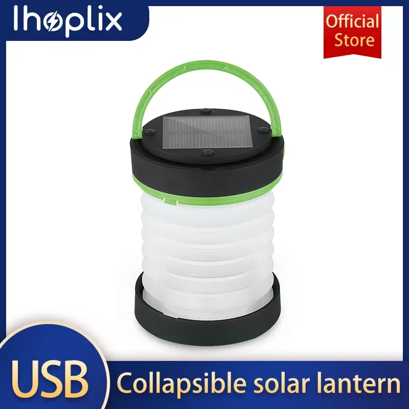 

NEW2023 Ihoplix Solar LED Camping Light USB Rechargeable For Outdoor Portable Lanterns Emergency Lights For BBQ Camping