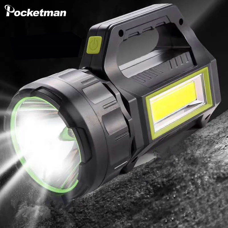 

Portable Led Handheld Spotlight Searchlight Solar/USB Charging Flashlight Waterproof Torch Lanterna with Side Light For Camping