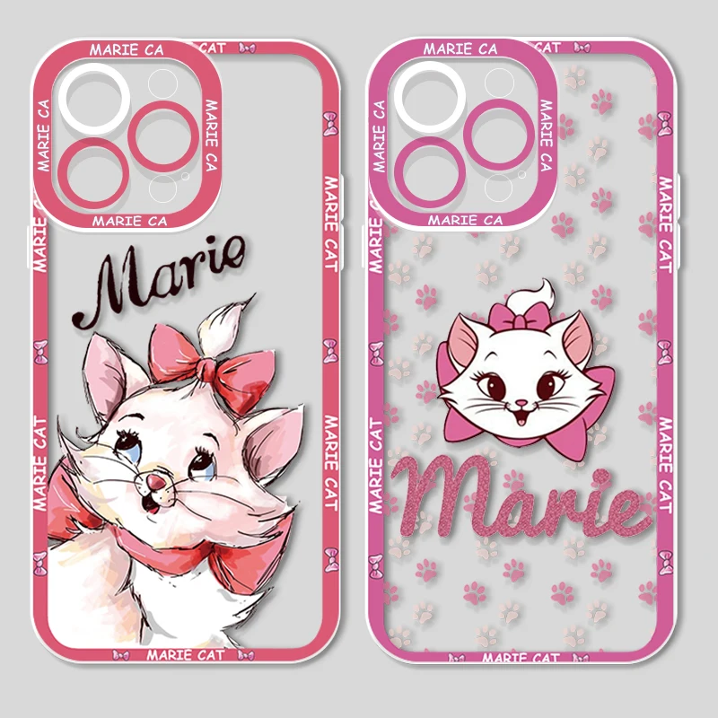 

Marie Cat Cute For Apple iPhone 14 13 12 11 X XR XS MAX 8 7 6 Pro Plus Angel Eyes Transparent Soft Phone Case