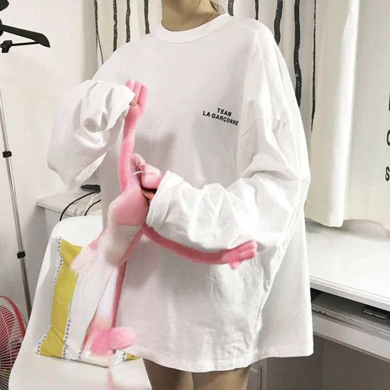 Весенняя женская футболка с длинным рукавом Повседневные базовые Топы для пар