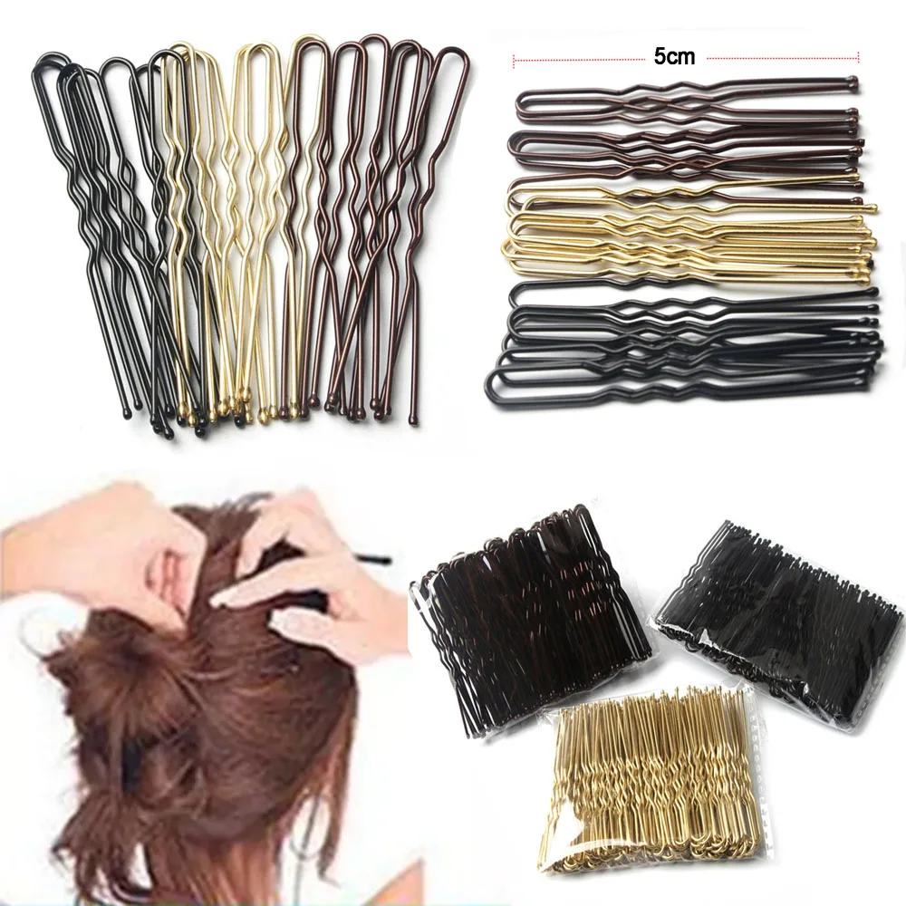 

5cm U Shaped Alloy Hair Clips 50Pcs WavedHairpins Simple Metal Bobby Pins Barrettes Women Hair Pins Bridal Hair Styling Tools