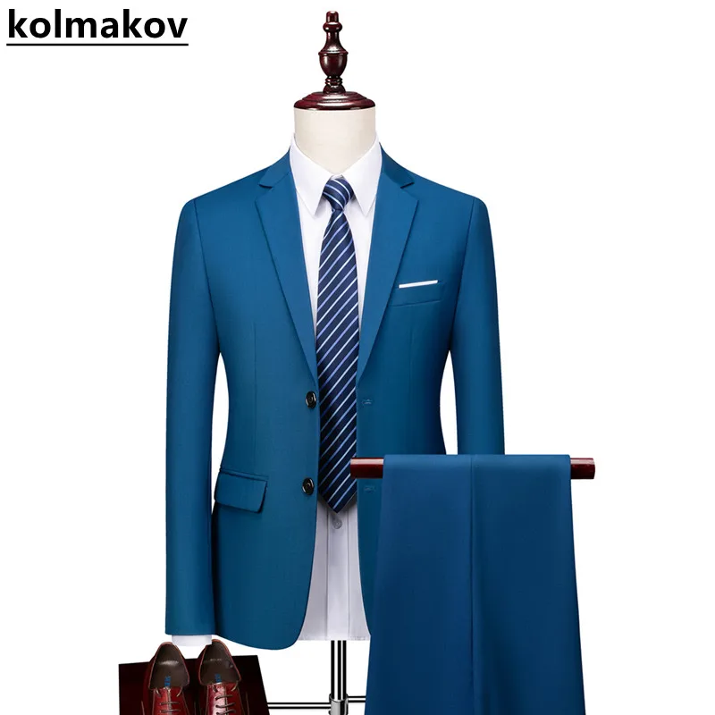 

2022 Spring and Autumn New Men's Fashion All-Match Solid Color Single Breasted Two-Piece Suit Men's Business Casual Slim Suit